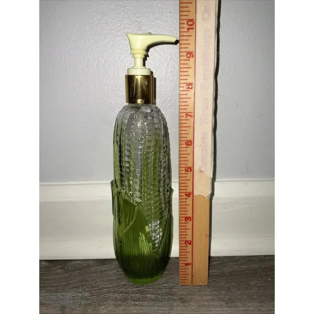 Avon Golden Harvest Ear of Corn Glass Soap Lotion Pump Dispenser Farmhouse